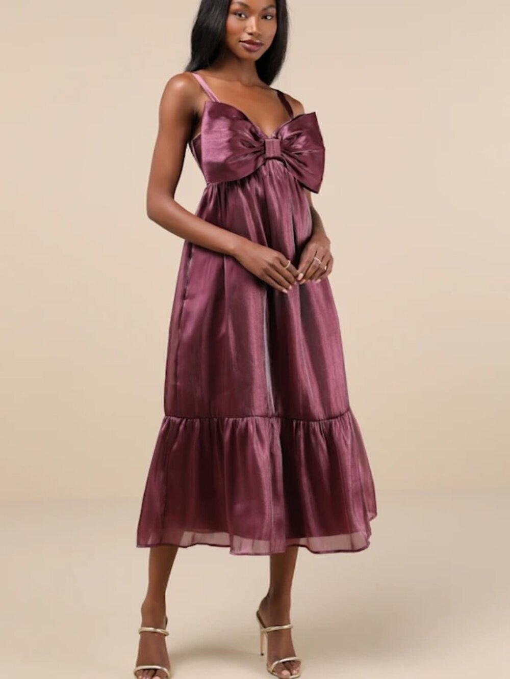 LULU's Floral Sexy Flowy Special Event Prom Wedding Chic Elegant Midi Dress